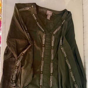 Chicos Olive Green cotton lined roll neck sweater